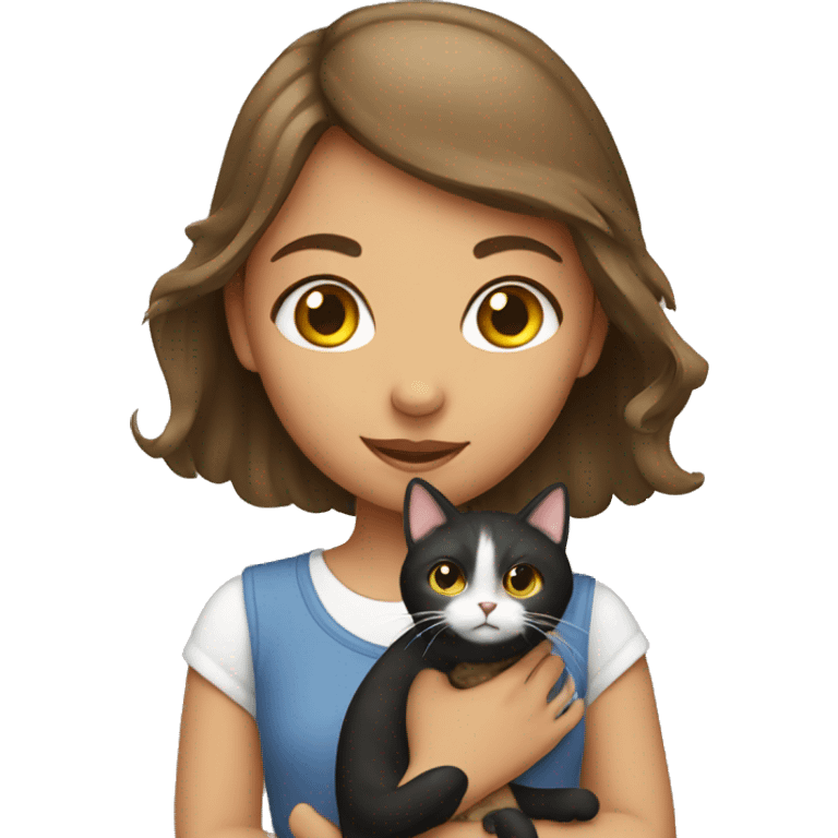 Girl holding cat emoji