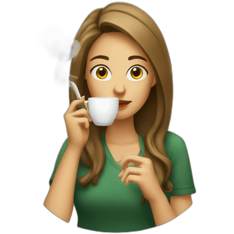 A girl smoking a sigaret and having coffee emoji