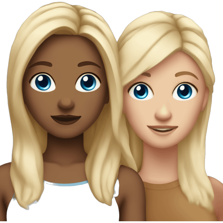 Two lesbians one with blonde hair and blue eyes the other with brown hair and hazel eyes  emoji