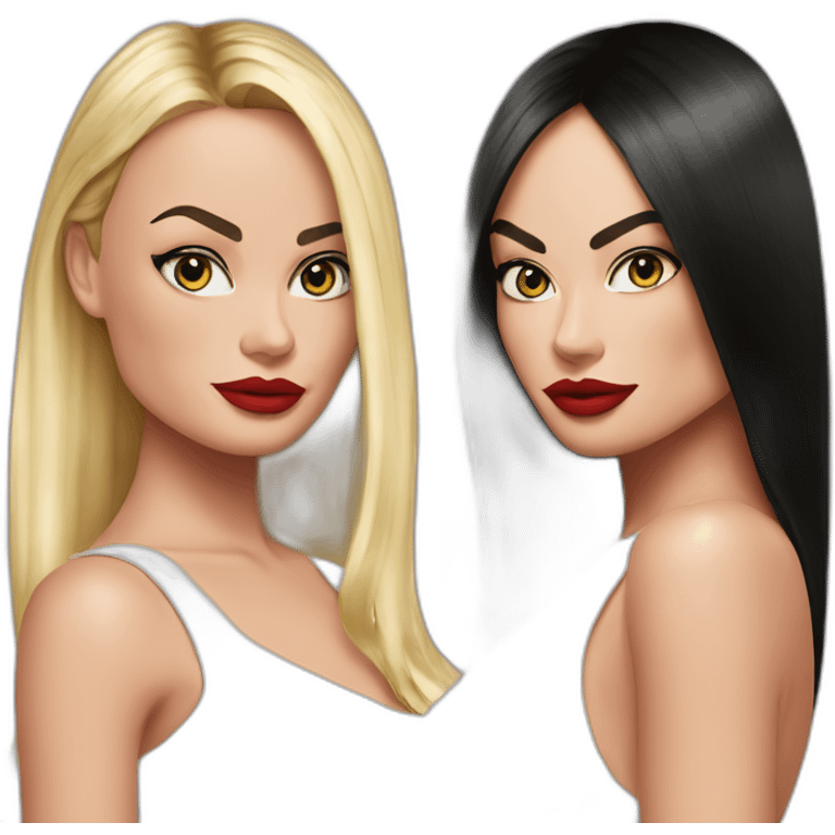 Margot robbie and megan fox with straight hair emoji