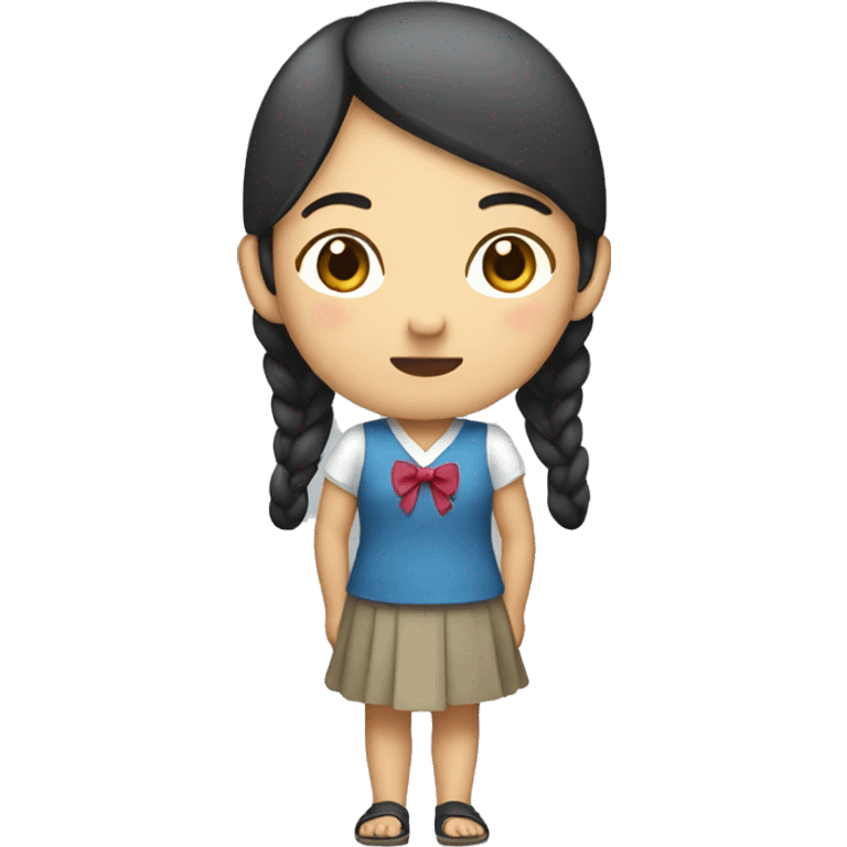 Full body Asian Girl standing wearing bow  emoji