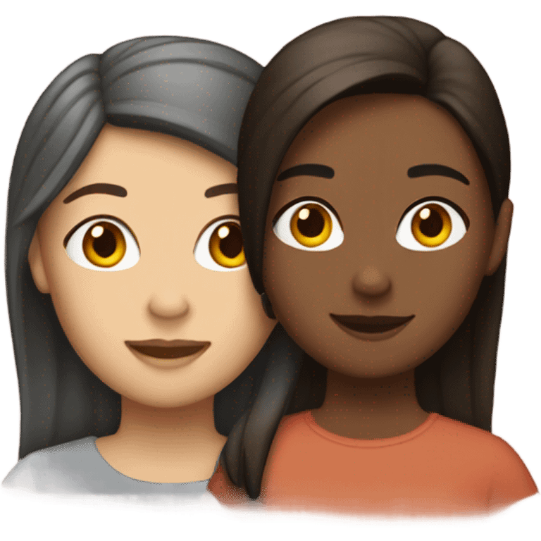 lesbian couple one mixed and one brunette emoji