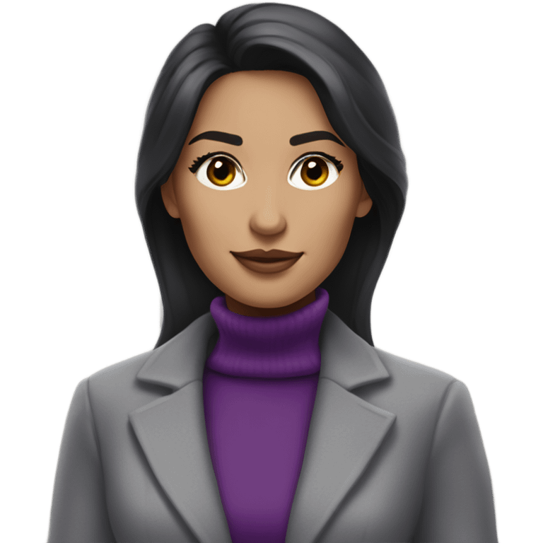 Diana Prince wearing grey suit with purple turtleneck  emoji