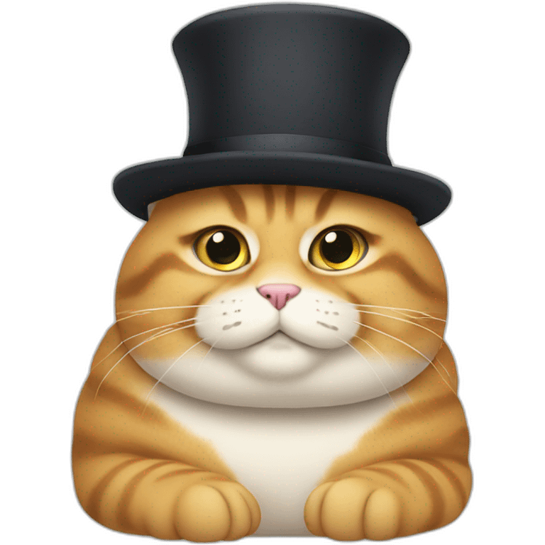 very fat cat with hat emoji