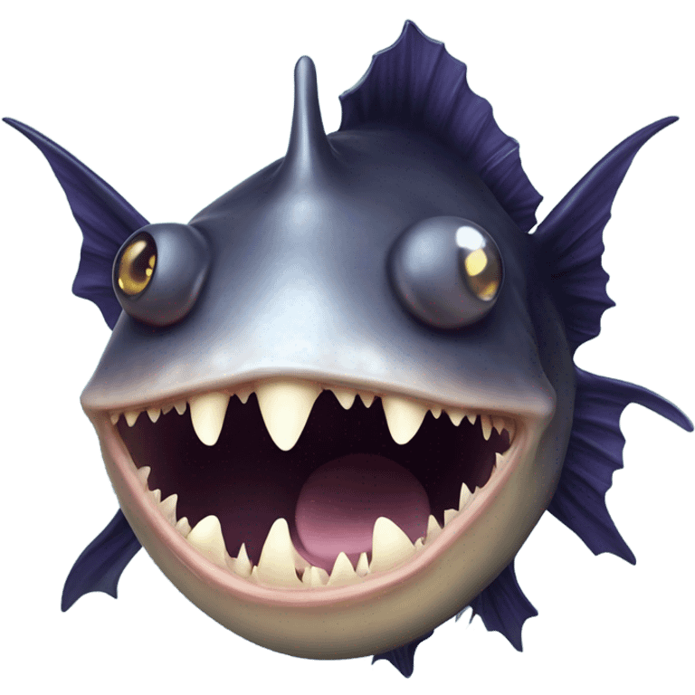 Anglerfish with glowing lure, sharp teeth, and big eyes. emoji