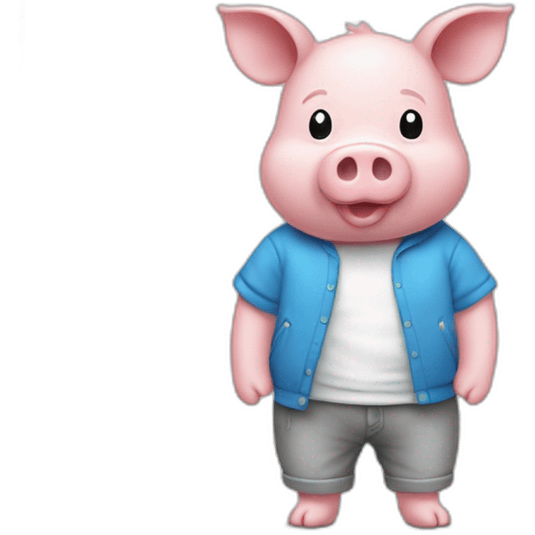 Un cochon doudou avec un t-shirt blanc et pas de pantalon emoji