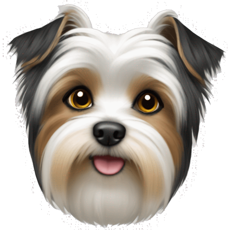 yorkie parti white black emoji