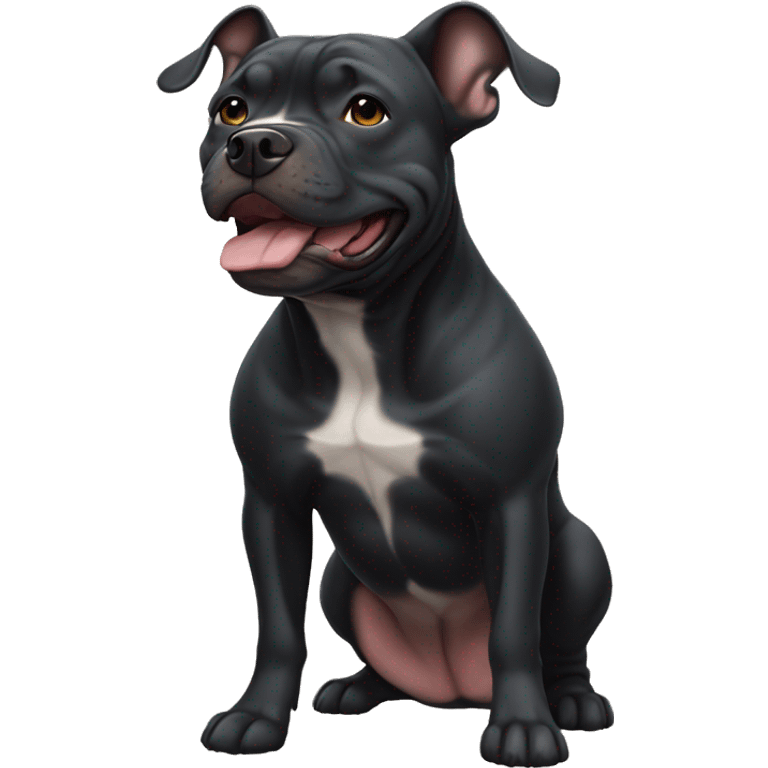 Black American Pocket Bully with floppy ears emoji