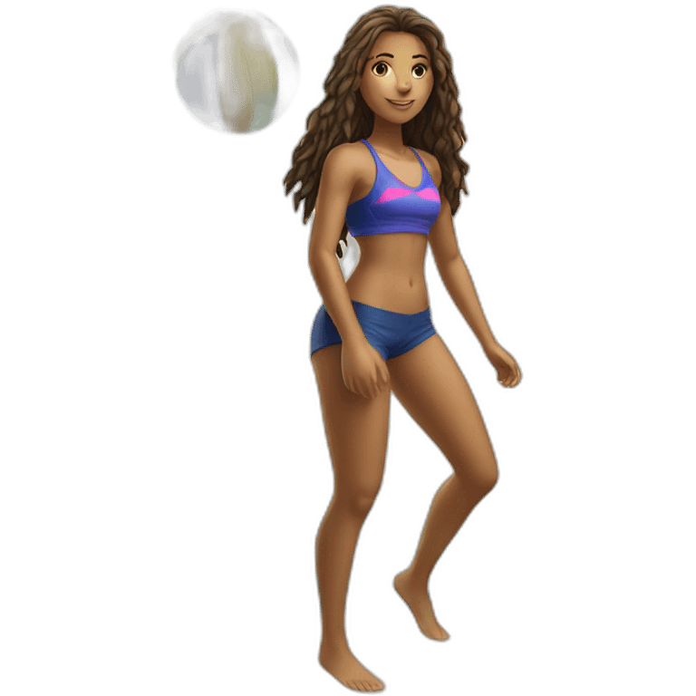 realistic beachvolley girl full body view from the ground emoji