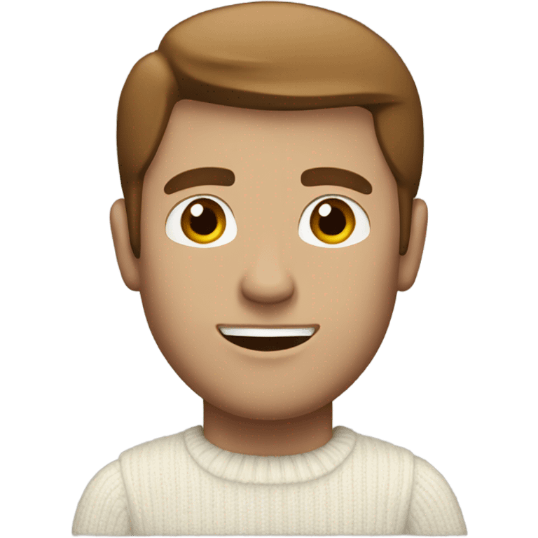 White man with brown straight hair with white sweater  emoji