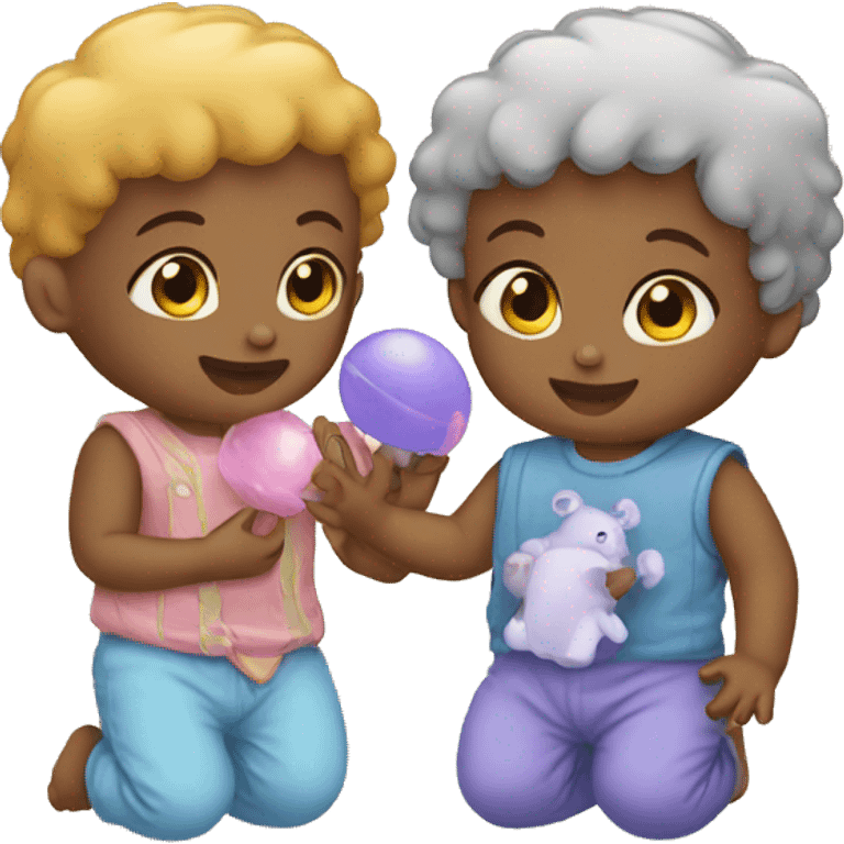 two babies playing with toys emoji