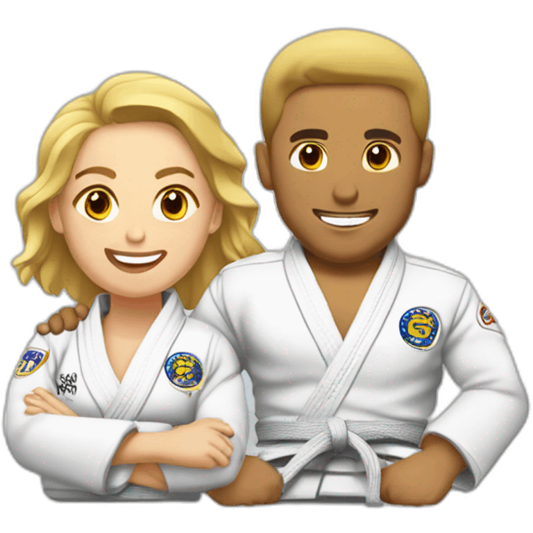 Casal branco lutando jiu jitsu emoji