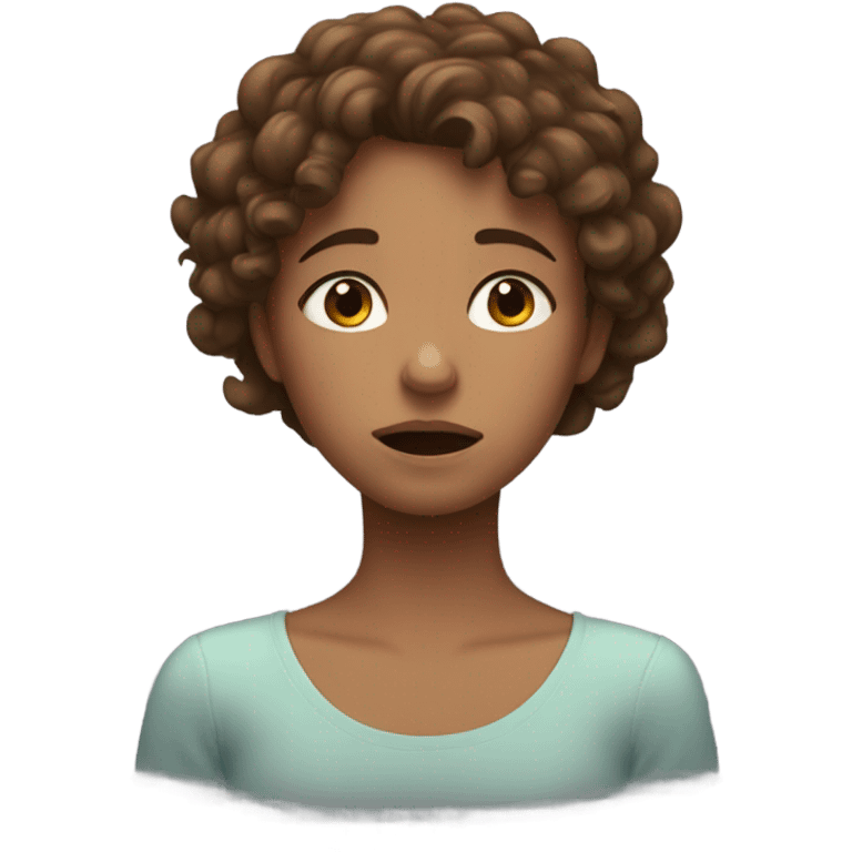 crying brown curly haired girl emoji