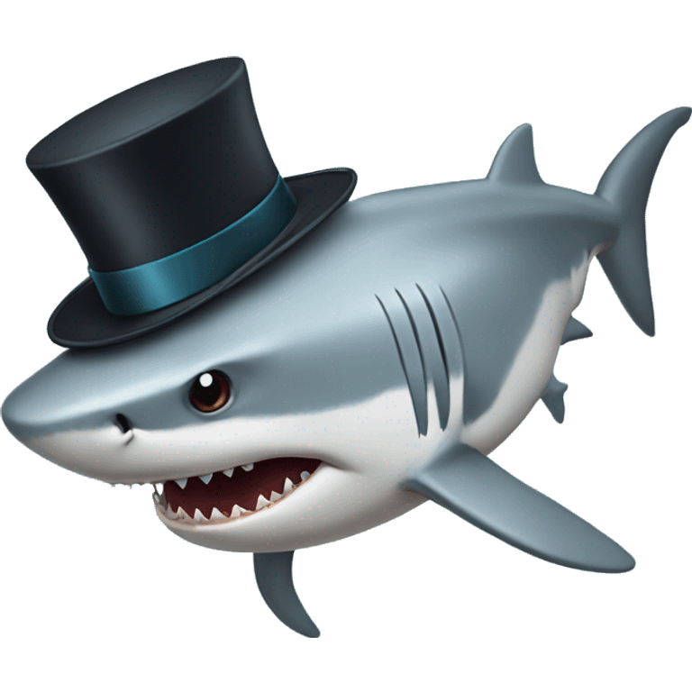 Shark with a top hat emoji