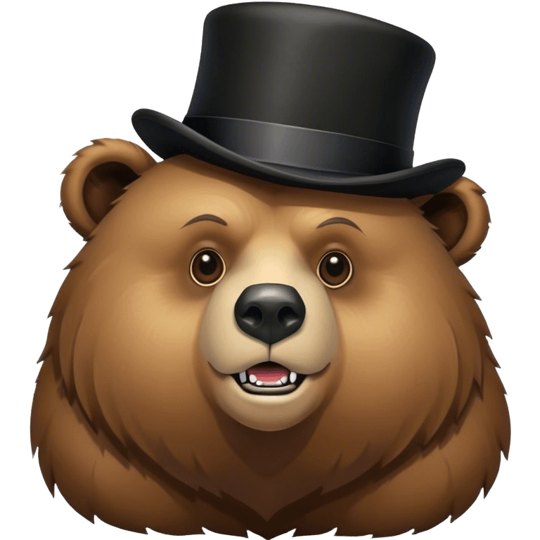 Grizzly bear with a black top hat emoji