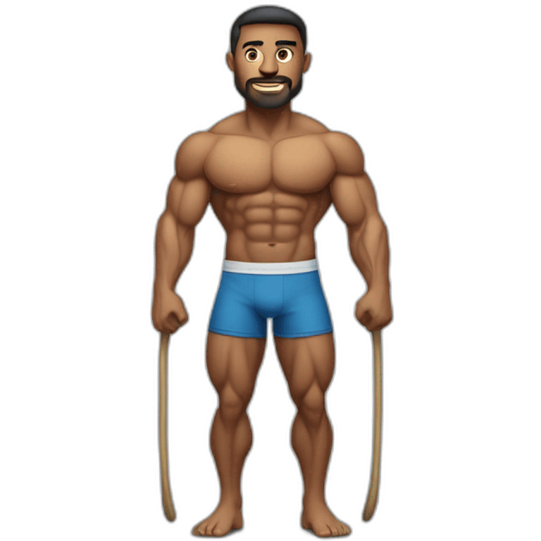 muscular man with thin stick legs emoji