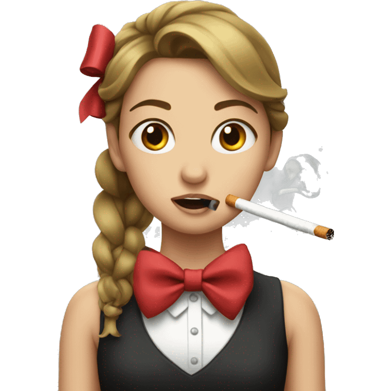 girl with a bow and cigarette in her mouth emoji