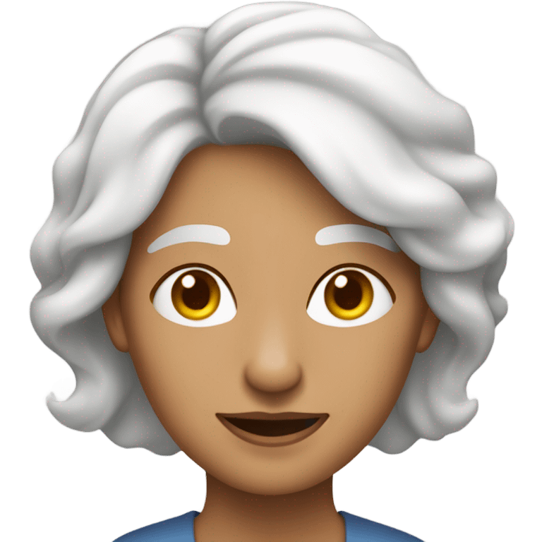 Mujer de unos 70 años pelo muy corto liso blanco  emoji