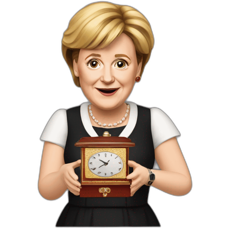 Angela Merkel with a music box in her hand emoji