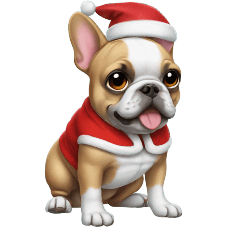 Frenchie wearing a Santa outfit  emoji