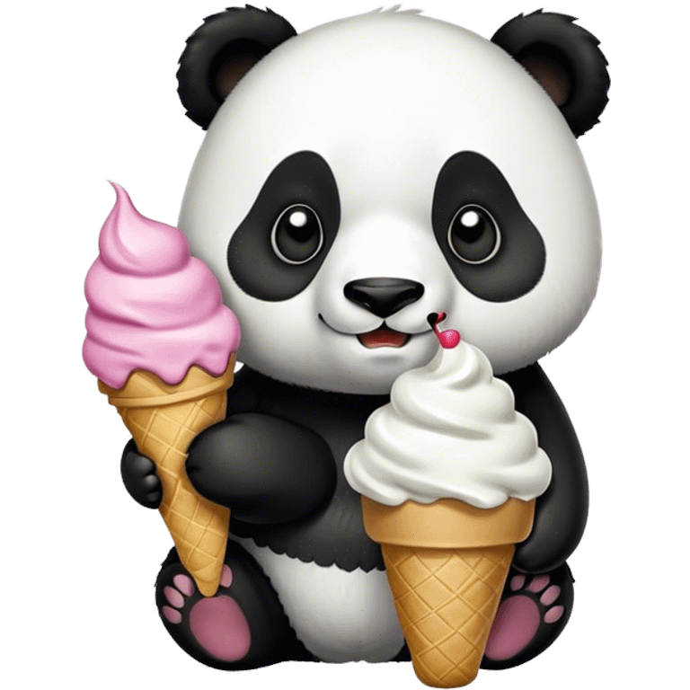 Panda eating ice cream emoji