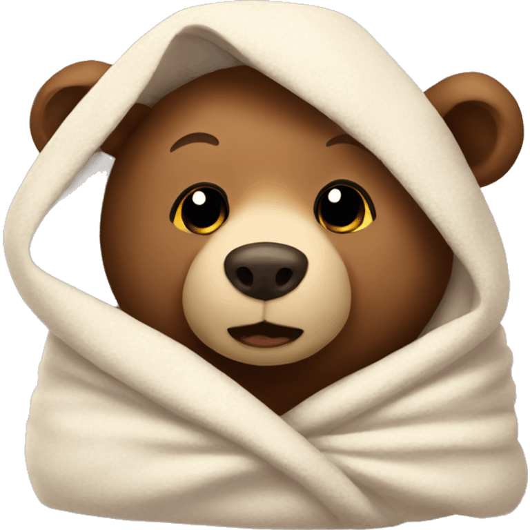 bear cozy in blanket emoji