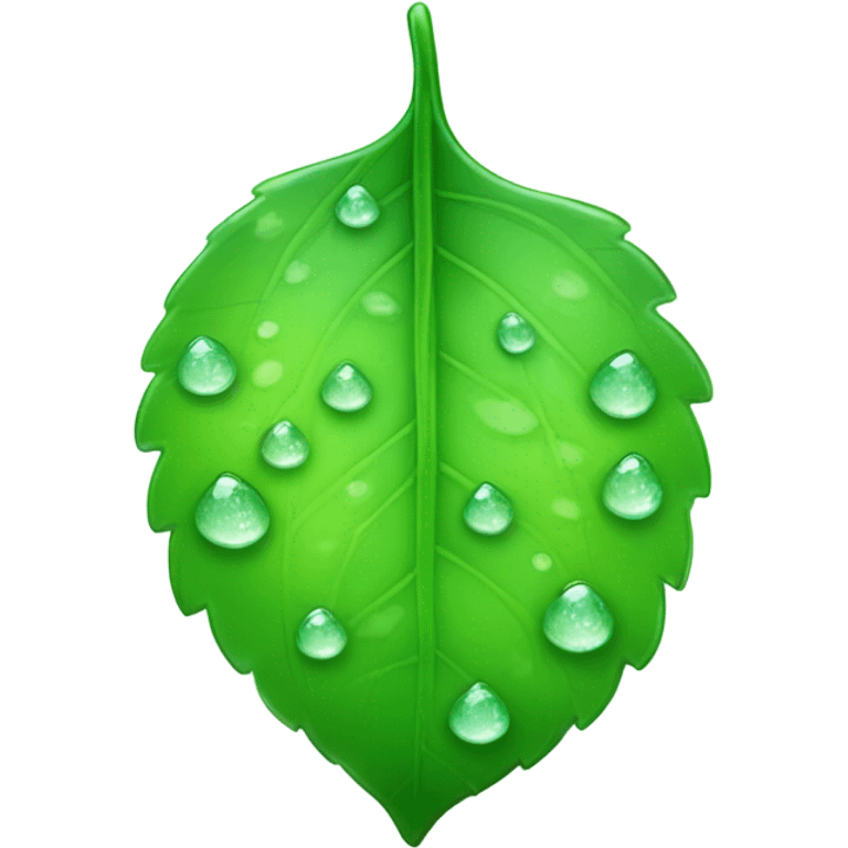 Leaf with rainy dew drops  emoji