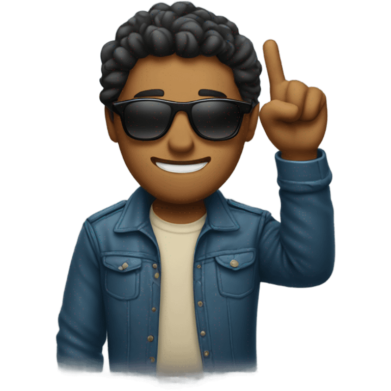 Guy wearing sunglasses sticking up the middle finger￼  emoji