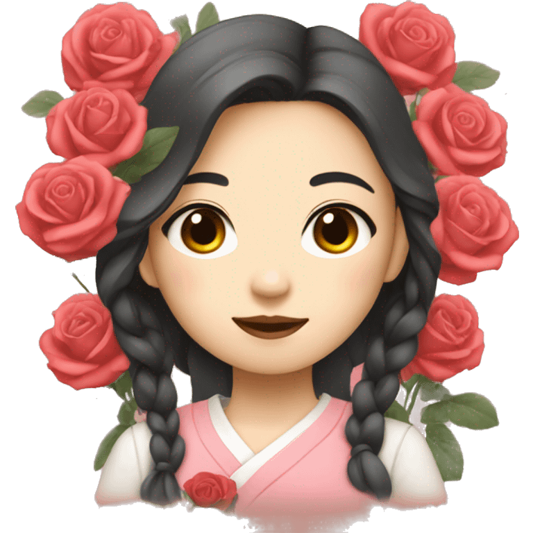 a Korean girl who loves roses emoji