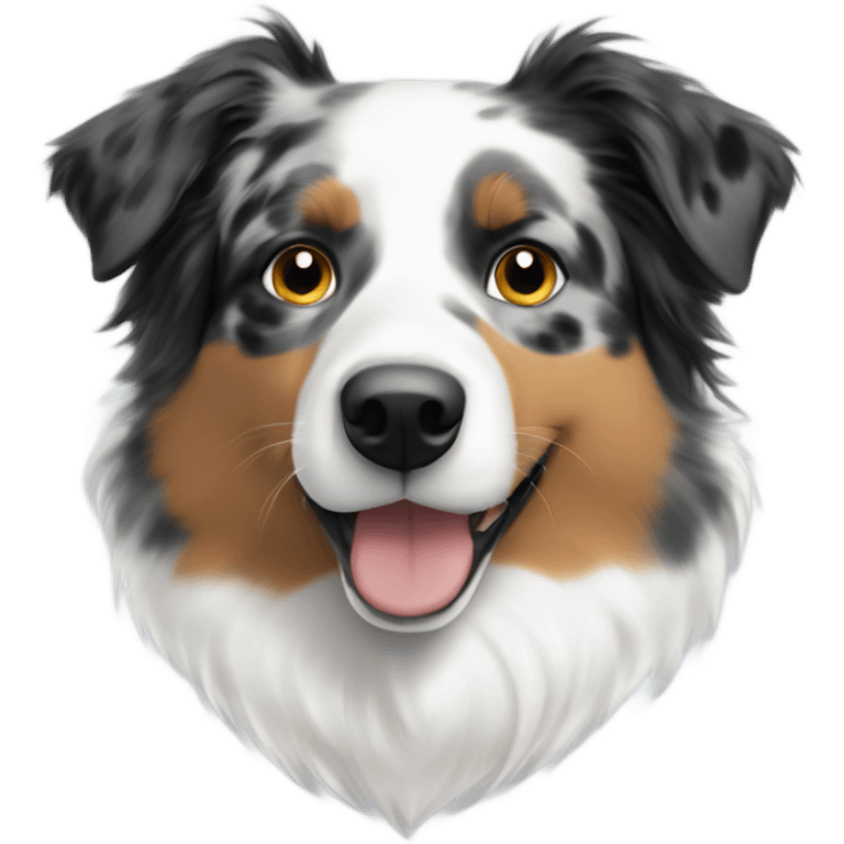 Australian Shepherd half tri face half white face white with black spot over one eye emoji