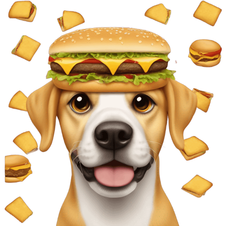 Dog eating double cheeseburger  emoji