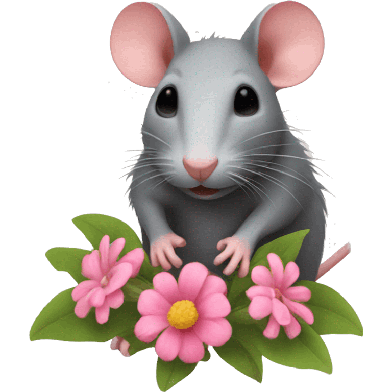 rat with flowers emoji