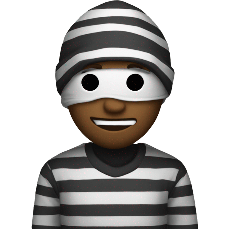 robber emoji with striped jumper emoji