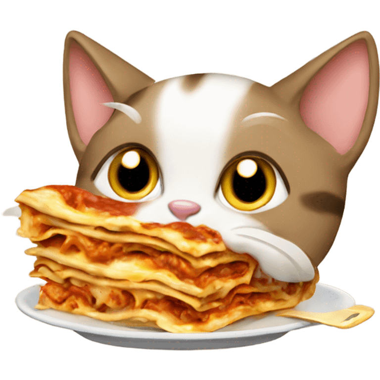 Cat eating lasagna emoji