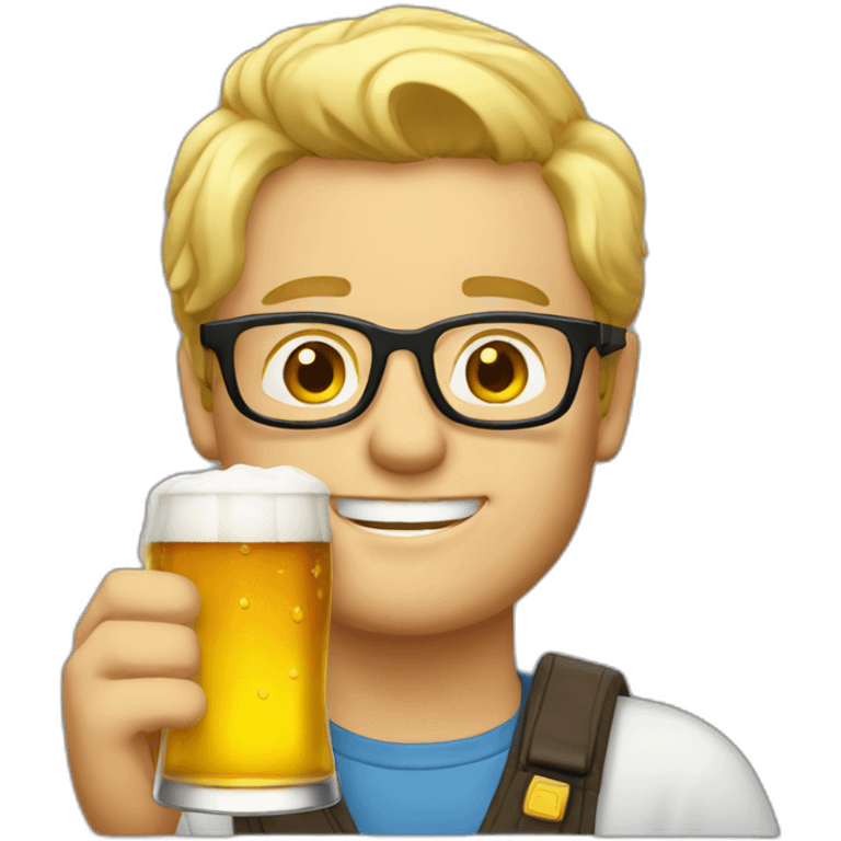 Blonde-Man-with-glasses-Drinking-beer emoji