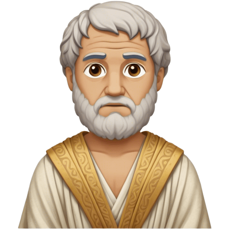 Cinematic Realistic portrait of Aristotle the philosopher, depicted as a wise, contemplative figure in detailed ancient Greek attire, with a textured draped robe and thoughtful expression, bathed in soft classical lighting that highlights his timeless intellect. emoji