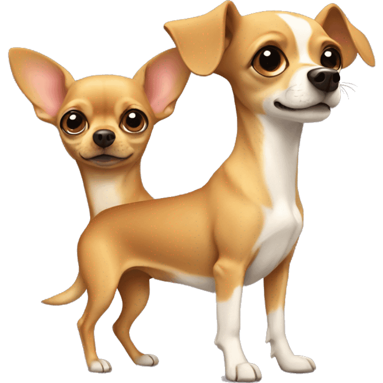 chihuahua accompanied by dashchund emoji