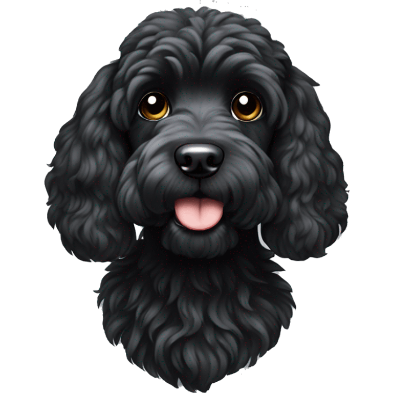 Black cockapoo with white stripe on cheat emoji