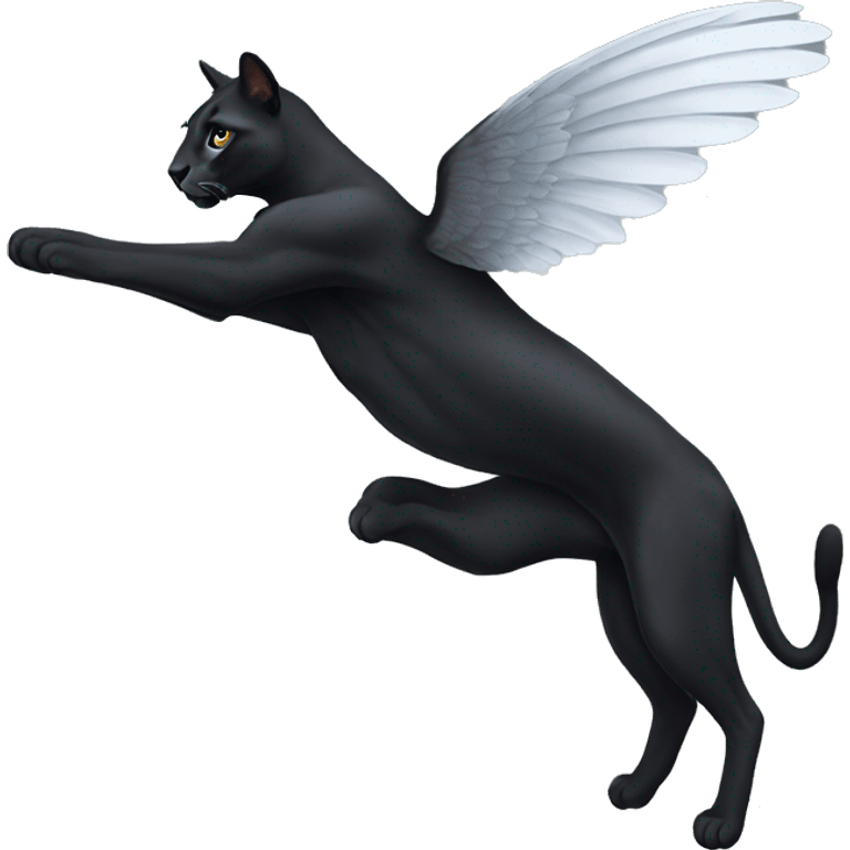 winged black puma flying emoji