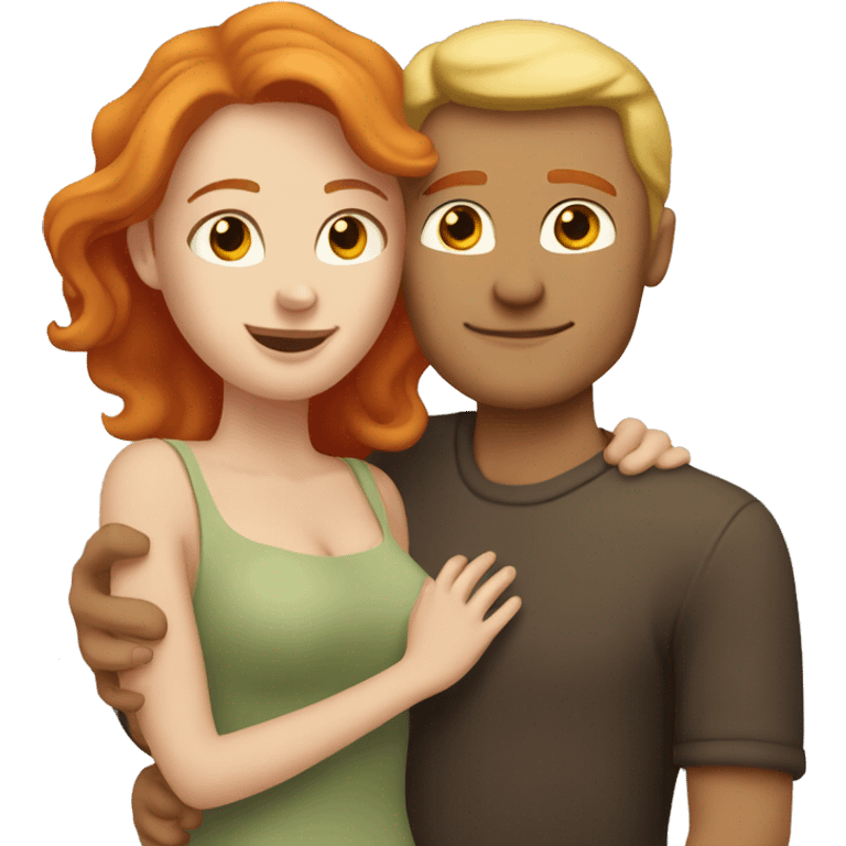 Blonde man hugging a red headed woman emoji