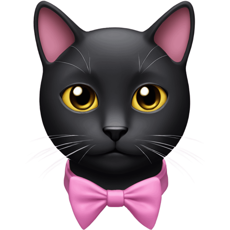 A black cat with a bit of white along the front of the neck with a pink beard  emoji