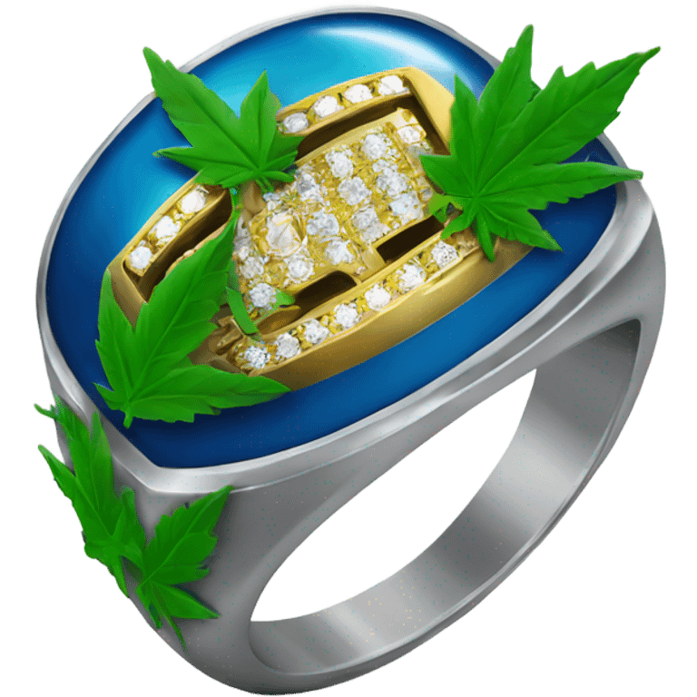 Super Bowl ring with pot leaf on it emoji