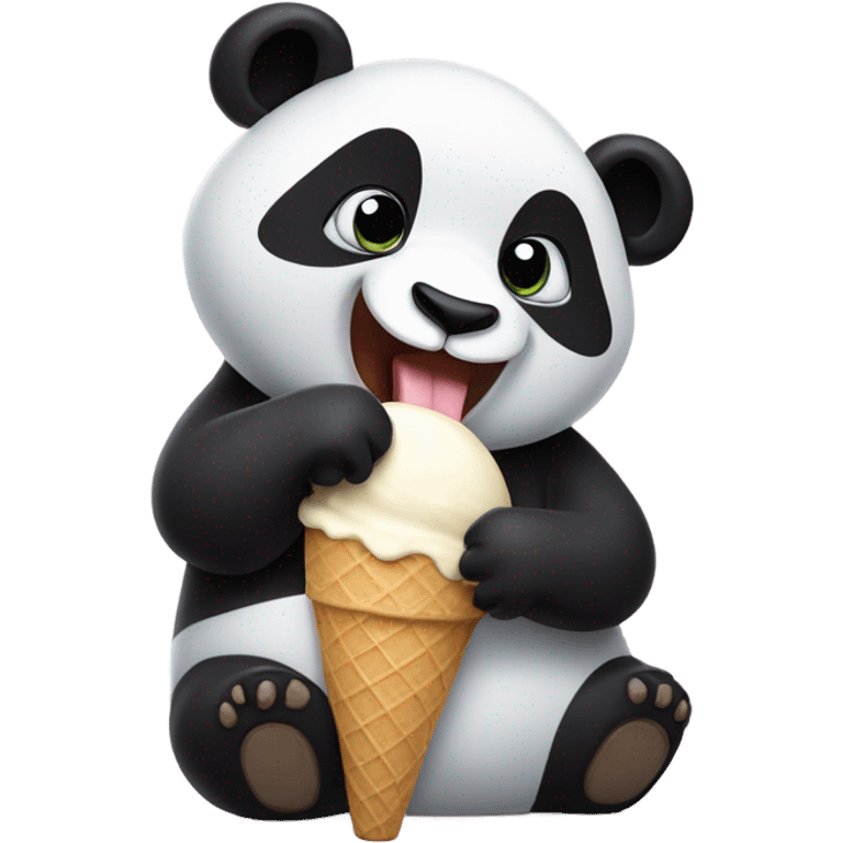 Panda eating ice cream emoji