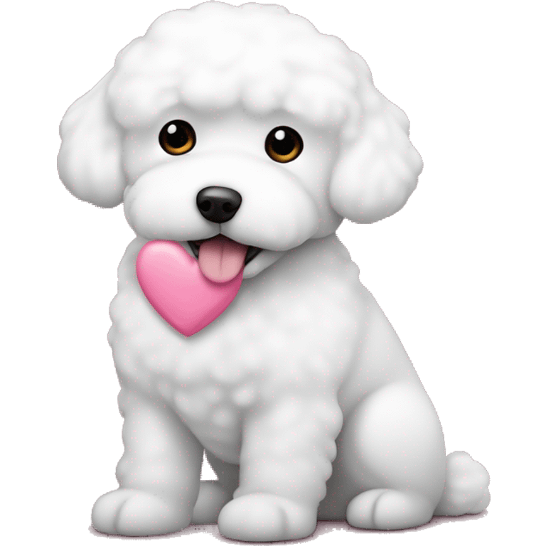 Pink heart with dog bichon frise inside  emoji