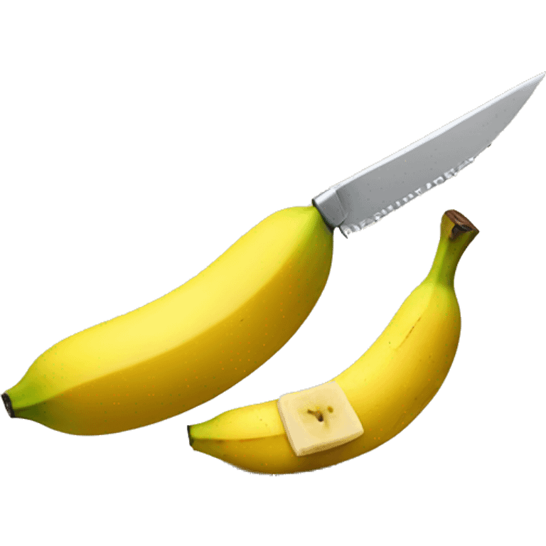 a banana being cut by a knife emoji