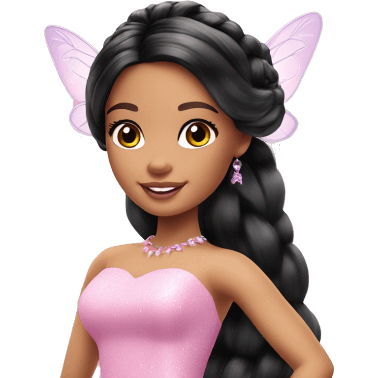 Barbie fairy princess cute girl black hair emoji