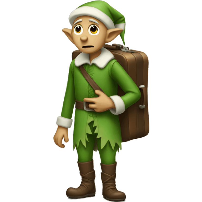 Sad Elf with suitcase emoji