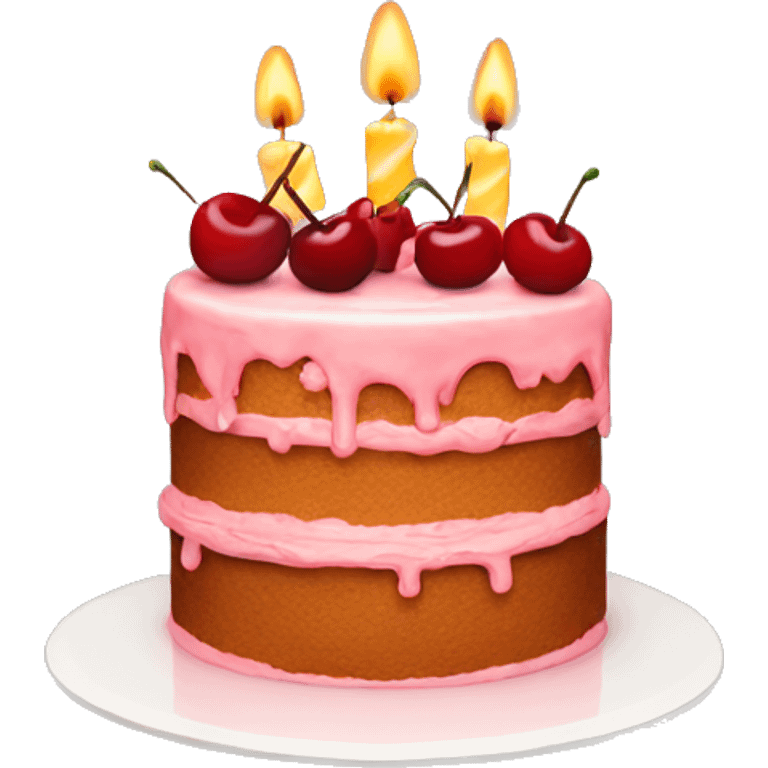 cake with candles and cherries  emoji