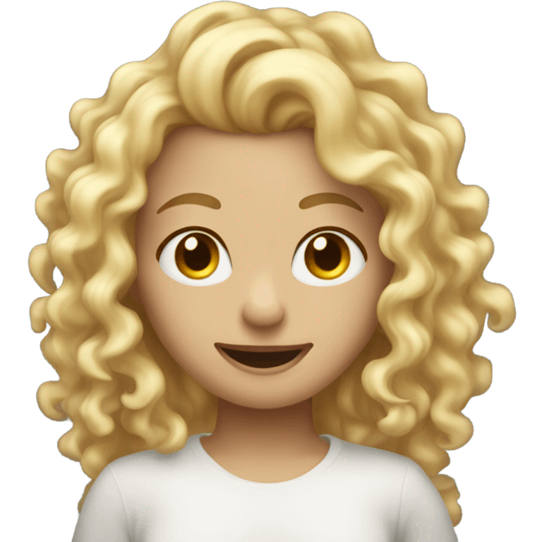 Misty long blonde curly hair winking emoji