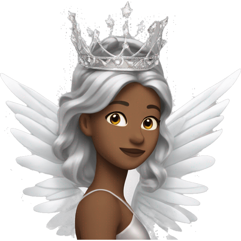  brown ballerina silver wings silver princess crown emoji